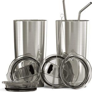 BluePeak Tumbler Set - 1 Stainless Steel; 1 Black; 20oz